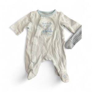 Little Me Light Blue Striped Baby Footie
